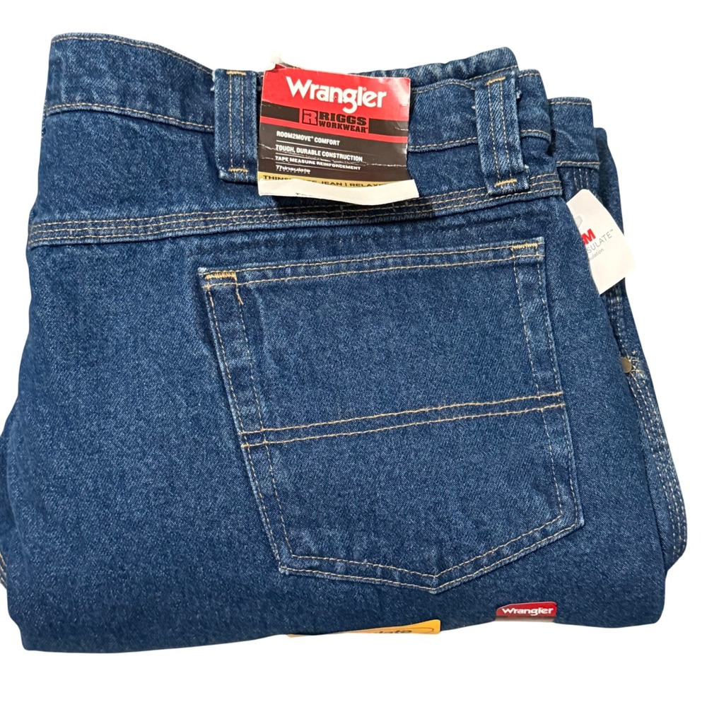 Wrangler Riggs Workwear Men's Relaxed Fit‎ Thinsulate Lined Denim Jeans 44x32
